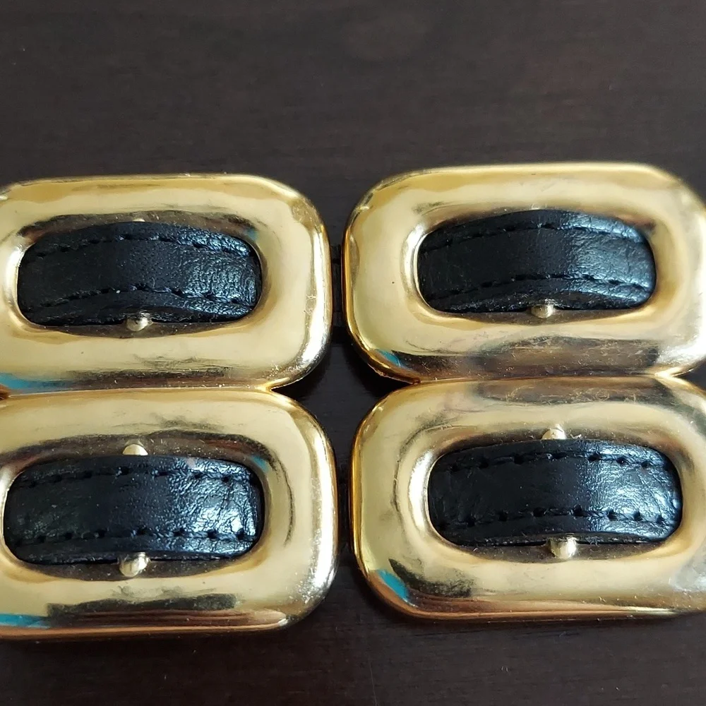 Vintage Late 1980s/Early 1990s Gold Chain & Woven Black Leather Double Link Belt - Picture 10 of 16